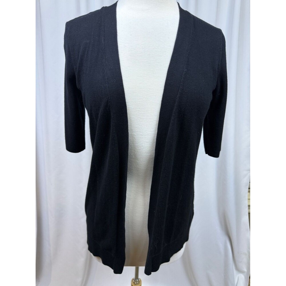 Premise Studio Black Open-Front Short-Sleeve Women's Cardigan, Medium